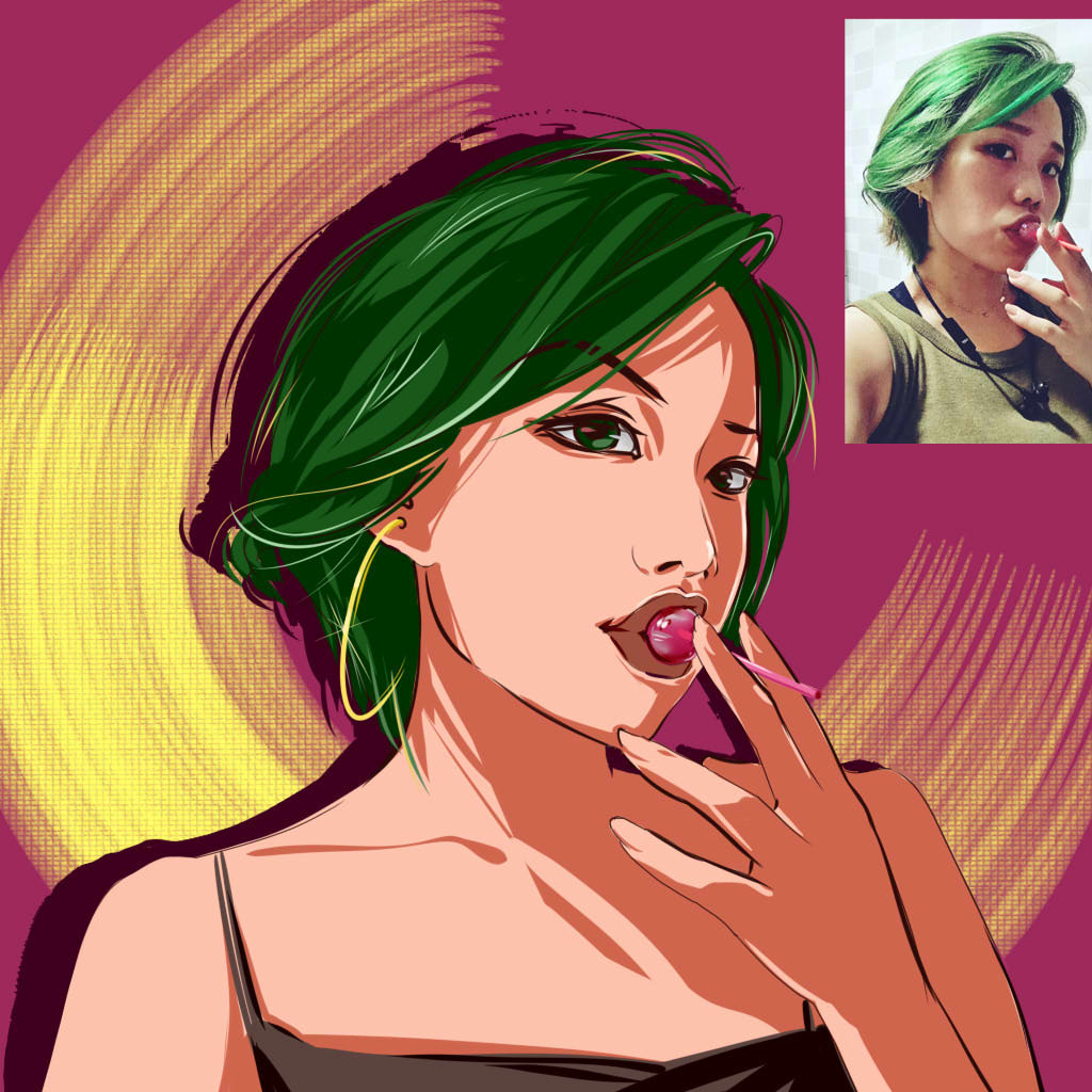 手绘头像欧美风插画设计情侣宠物照片转漫画q版微信头像