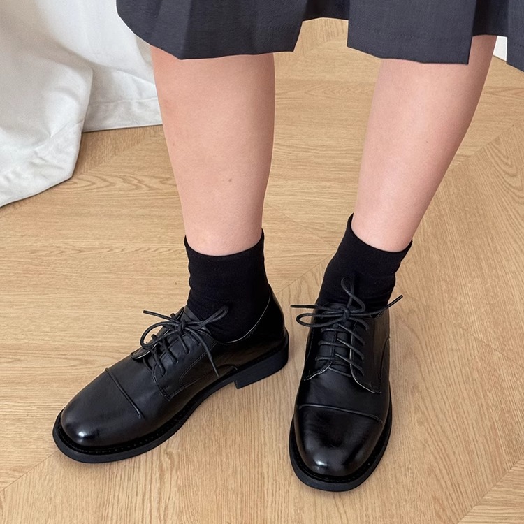 2024秋季新款系带英伦风小皮鞋
