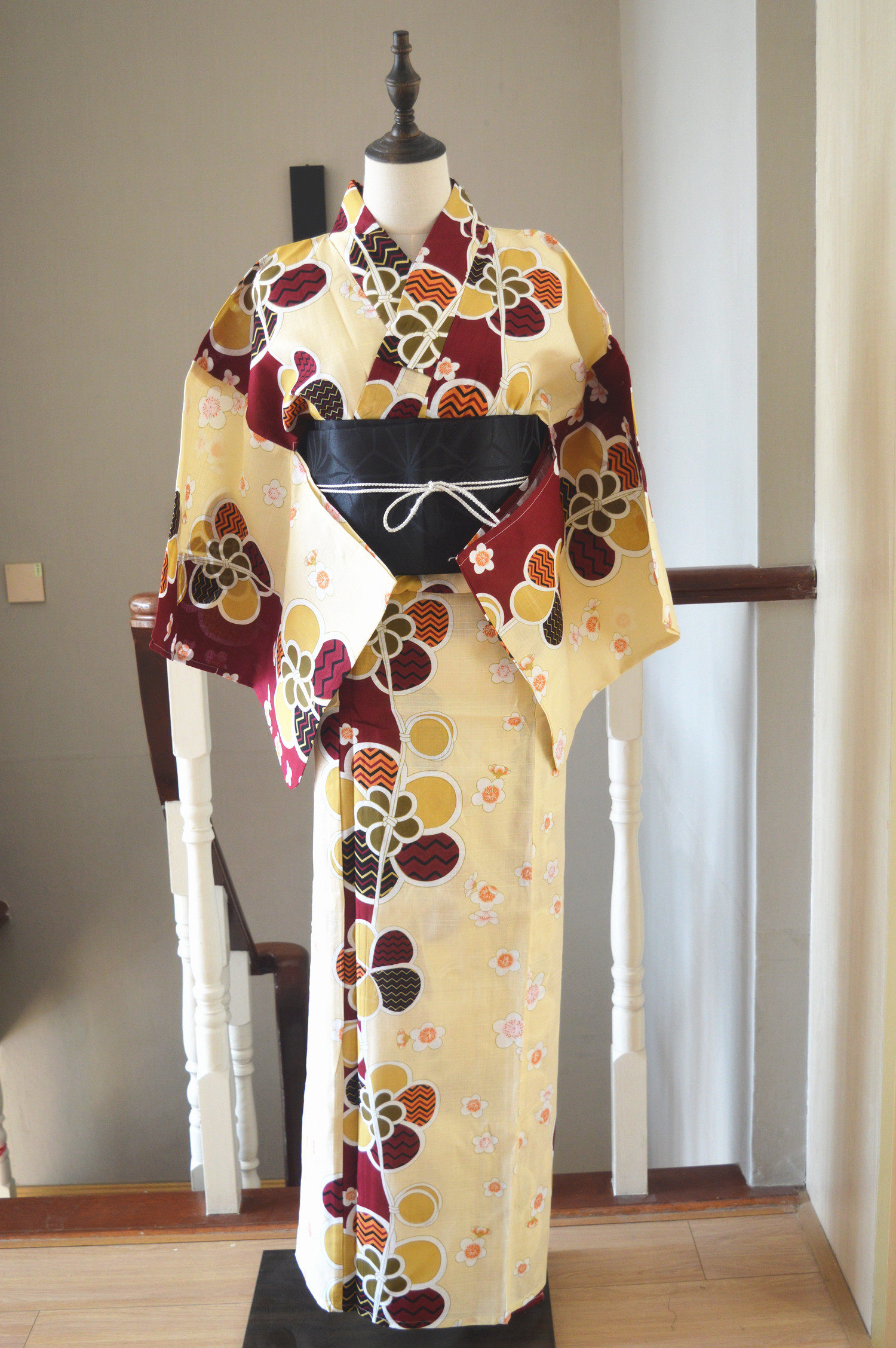 日单浴衣 日本传统款和服 yukata棉布质地 少女女士 古典樱花柄