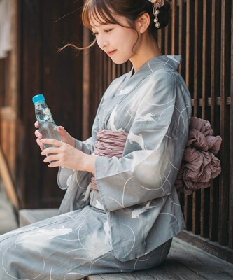 日单浴衣日本传统款和服YUKATA棉麻质地少女连衣裙202606112