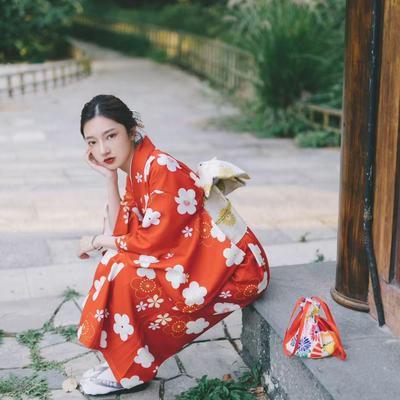 日本正装和服浴衣四季款红樱花