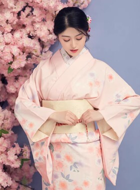 阿童沐！YUKATA日本正装访问和服浴衣四季 粉樱 改良款