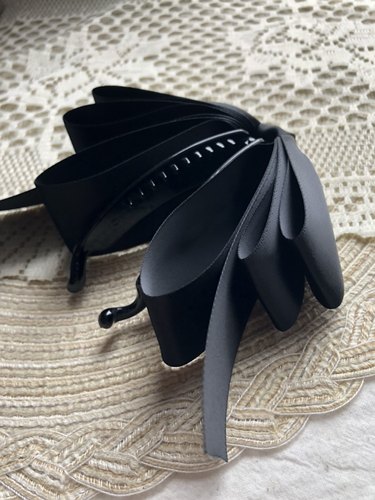 法式香蕉夹竖夹扎马尾造型设计复古黑色大蝴蝶夏天仙气十足