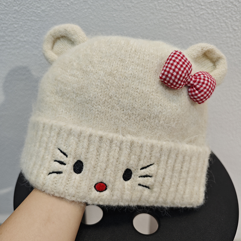 日系甜美可爱卡通KT猫咪针织帽