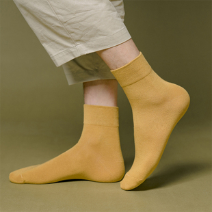 袜子秋冬男薄潮流纯棉中筒袜ins潮百搭全棉中帮薄款 透气纯色棉袜