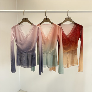 古典舞蹈身韵服渐变仙飘逸纱衣中国舞形体练功服艺考集训服演出服