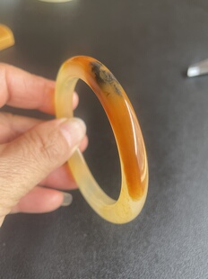 云南龙陵天然黄龙玉水草花手镯53*9*8mm