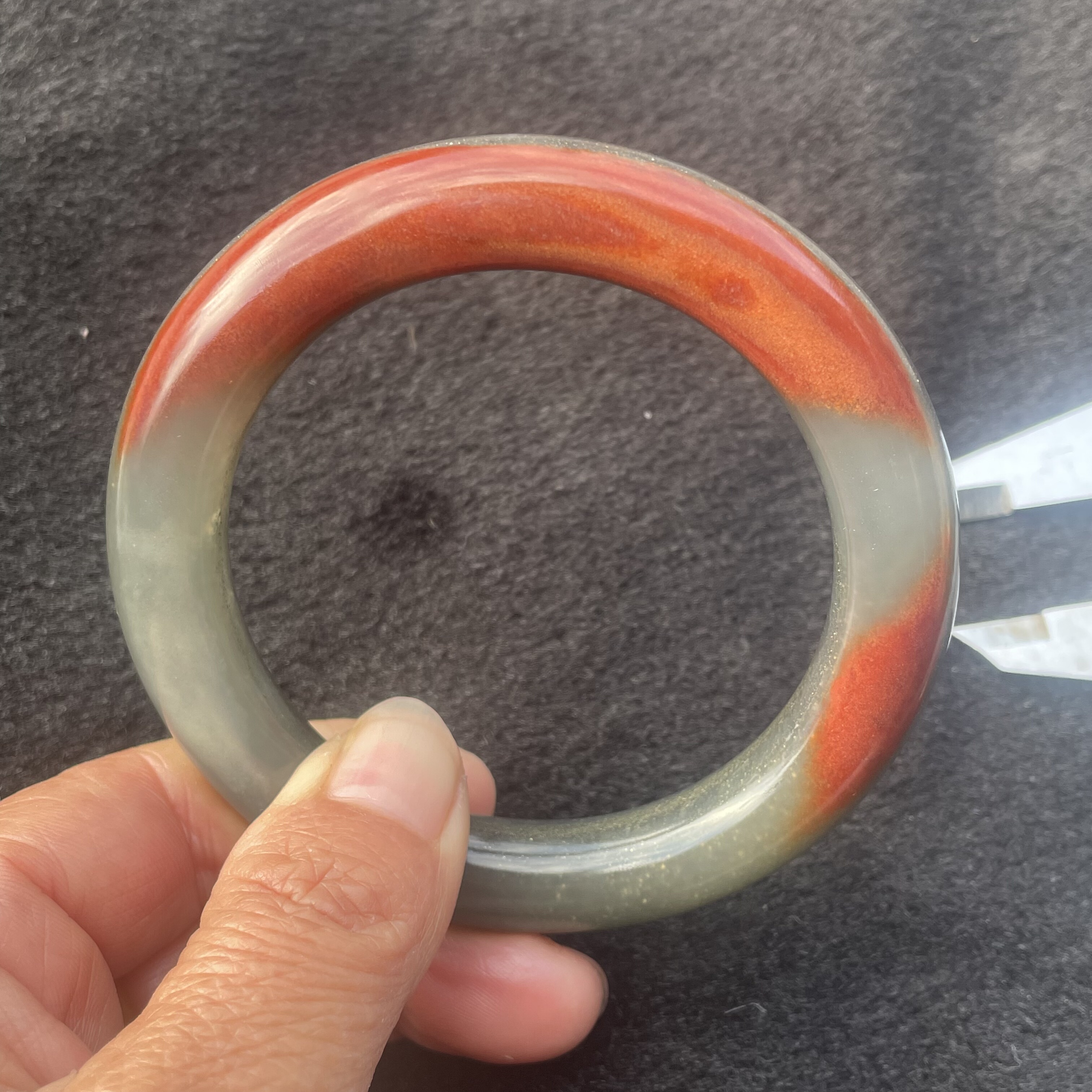 云南龙陵天然黄龙玉金沙料圆条手镯60*12mm