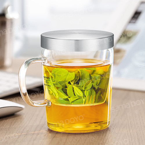 尚明玻璃办公室家用带把茶杯
