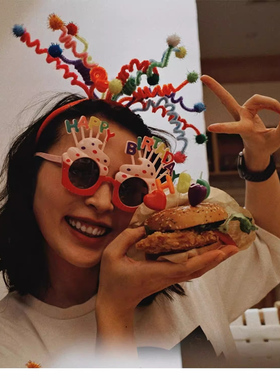 可爱儿童生日快乐卷卷弹簧发箍气氛装饰派对道具聚会搞怪拍照头饰