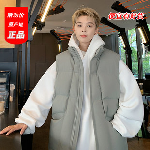 羽绒棉马甲男款冬季外穿宽松青少年立领无袖棉衣外套
