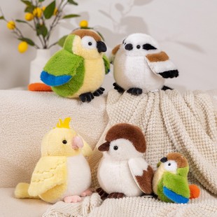 象皮兔小鸟系列玩偶摆件树叶造型鹦鹉山雀树洞小窝儿童毛绒玩具