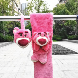 草莓熊连帽围巾一体可爱女童耳罩冬季毛绒保暖防寒三件套女孩礼物