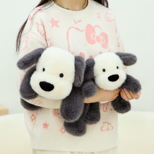 橡皮兔趴趴灰白小狗公仔可爱狗狗柔软睡觉抱枕玩偶儿童生日礼物