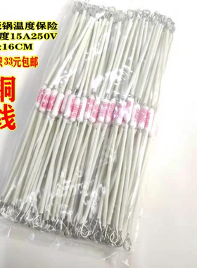 电饭煲温度保险丝185度15A250V陶瓷 加长铜线温度保险管配件15A