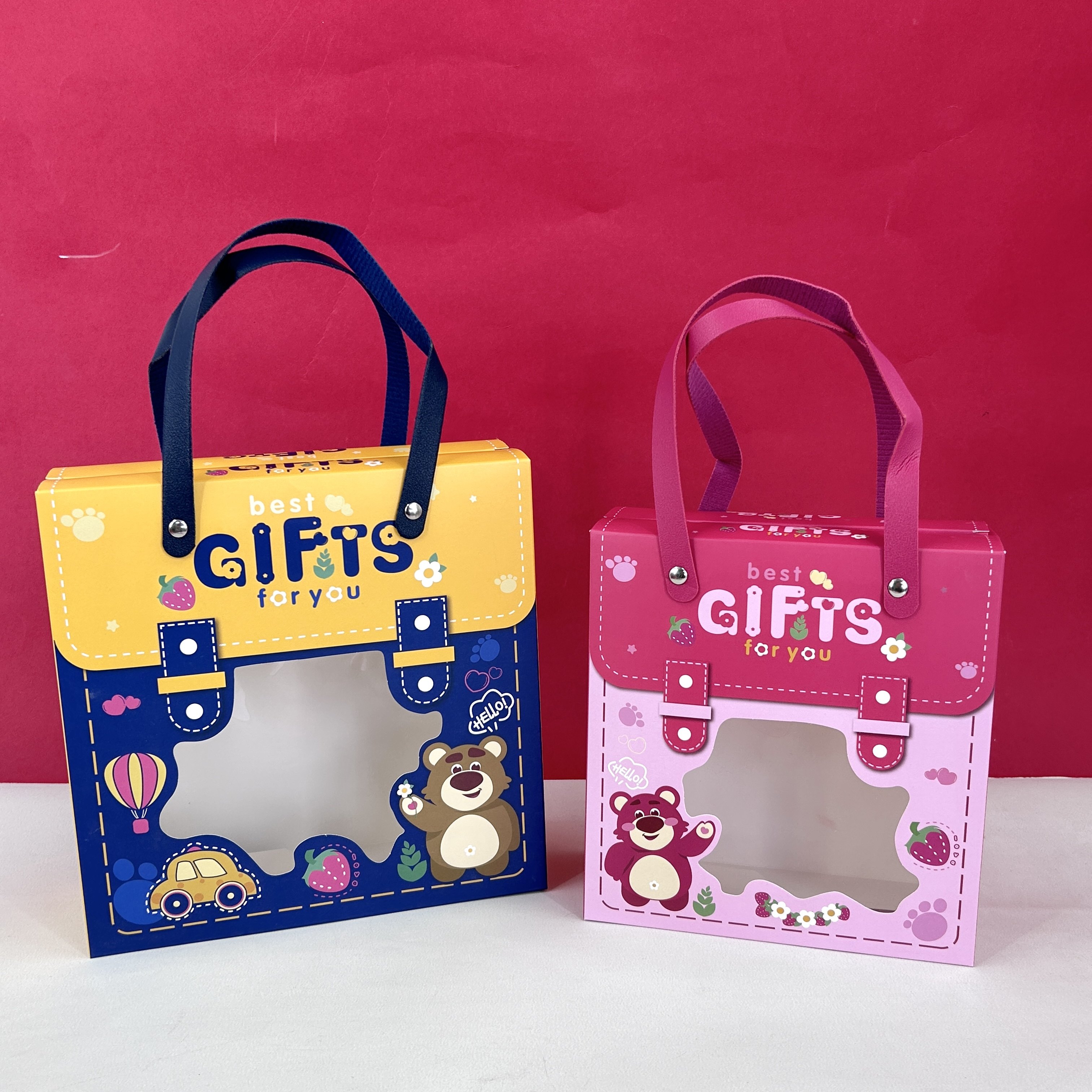 卡通礼盒满月百天周岁小糖盒生日糖果伴手礼盒空盒龙年手提礼品袋