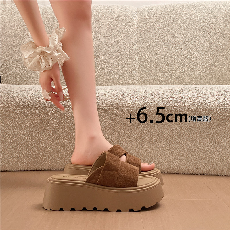 增高6.5cm厚底凉拖鞋女夏外穿松糕底一字带百搭显腿长面包拖鞋