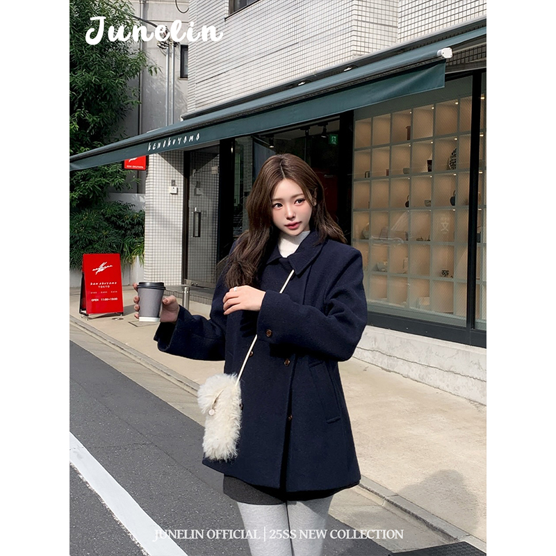 六月林 韩国博主同款温柔优雅气质时尚通勤呢子大衣显白宽松百搭