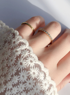 高品质三色叠戴光圈打标戒指