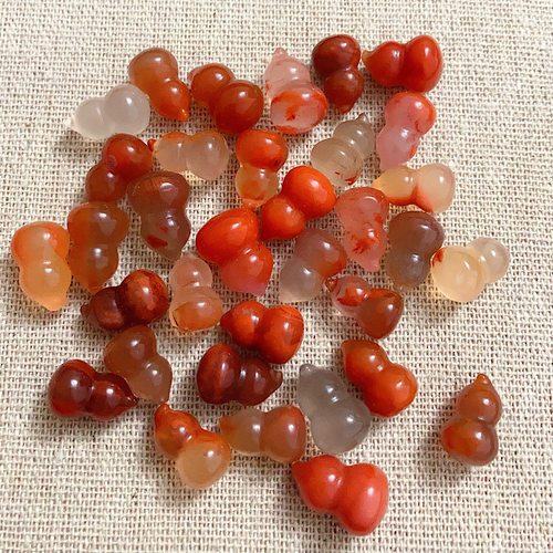 04天然南红葫芦无孔满色肉冰飘花单颗小吊坠提溜配饰13mm*8mm