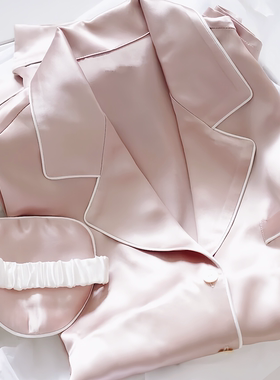 A类30/40姆米重磅纯真丝睡衣女100%桑蚕丝长袖长裤丝绸家居服套装