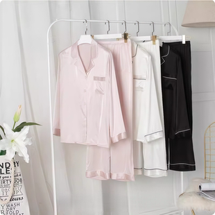 家居服 套装 A类30姆40姆米重磅纯真丝睡衣女100%桑蚕丝长袖 长裤