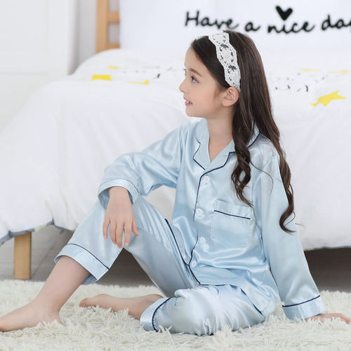 40姆米重磅儿童真丝睡衣长袖长裤