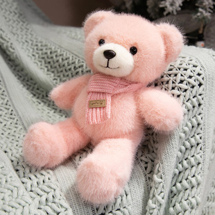 粉色围巾小熊玩偶毛绒玩具爱心泰迪熊公仔睡觉抱枕布娃娃儿童