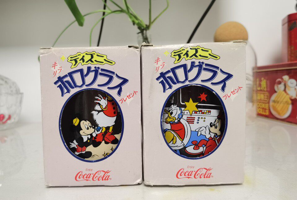 日本昭和cola可口可乐x迪斯尼玻璃杯迪斯尼米奇昭和玻璃杯中古
