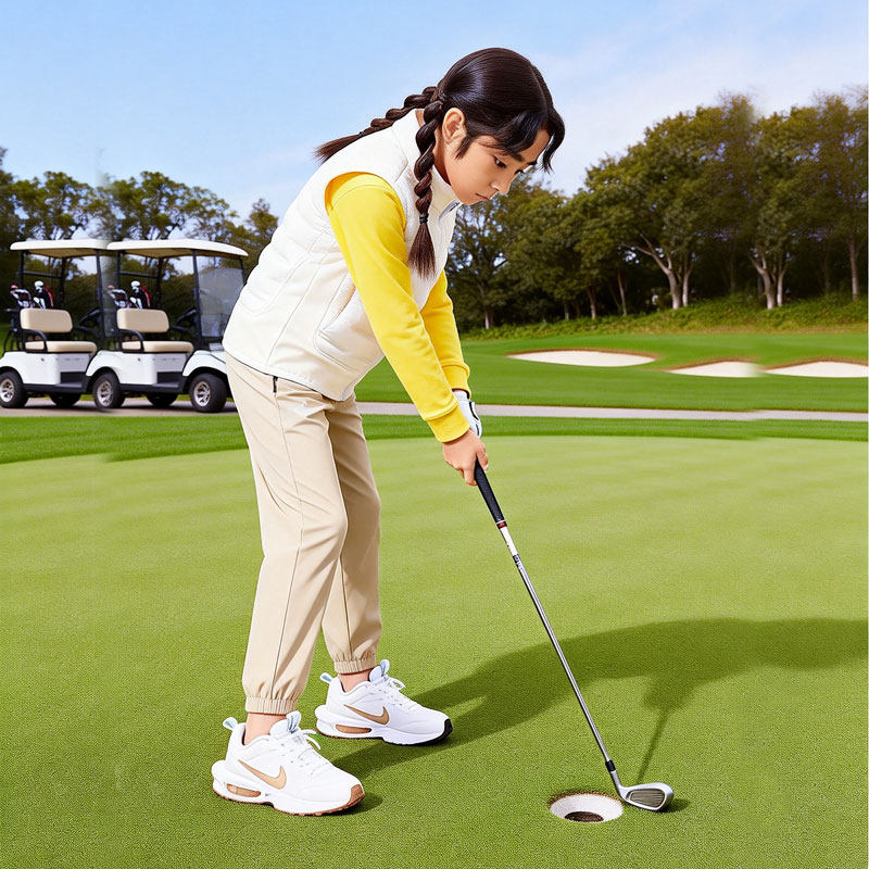 高尔夫儿童羽绒背心马甲外套保暖运动白色男女白鸭绒拉链立领童装