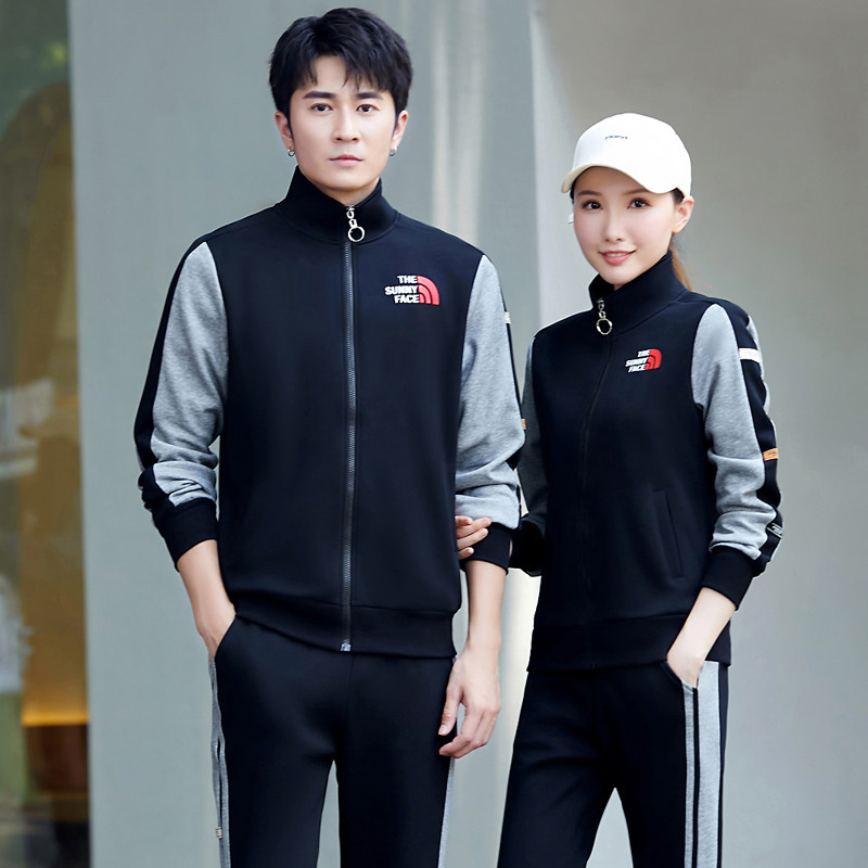 春秋季时尚休闲情侣运动套装男