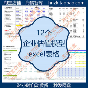 企业估值模型excel表格医疗汽车能源科技行业地产白酒消费案例