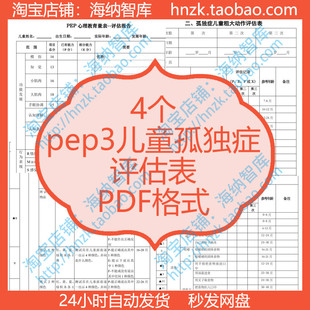 pep3儿童孤独症评估表PEP-3心理量表评估报告综合发展侧面图表格