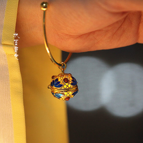 水墨音色 汉服灯手镯腰佩宫清心铃可发光开口手镯景泰蓝古风香囊