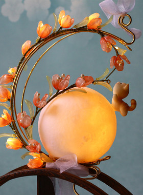 手工琉璃花灯月球灯手提灯笼