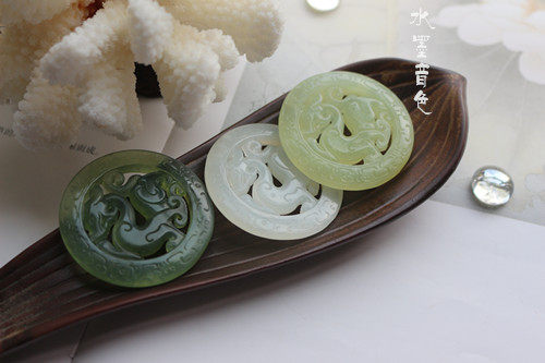 水墨音色/腰佩 宫绦 禁步配件 cos/DIY材料 天然岫玉古龙玉挂件
