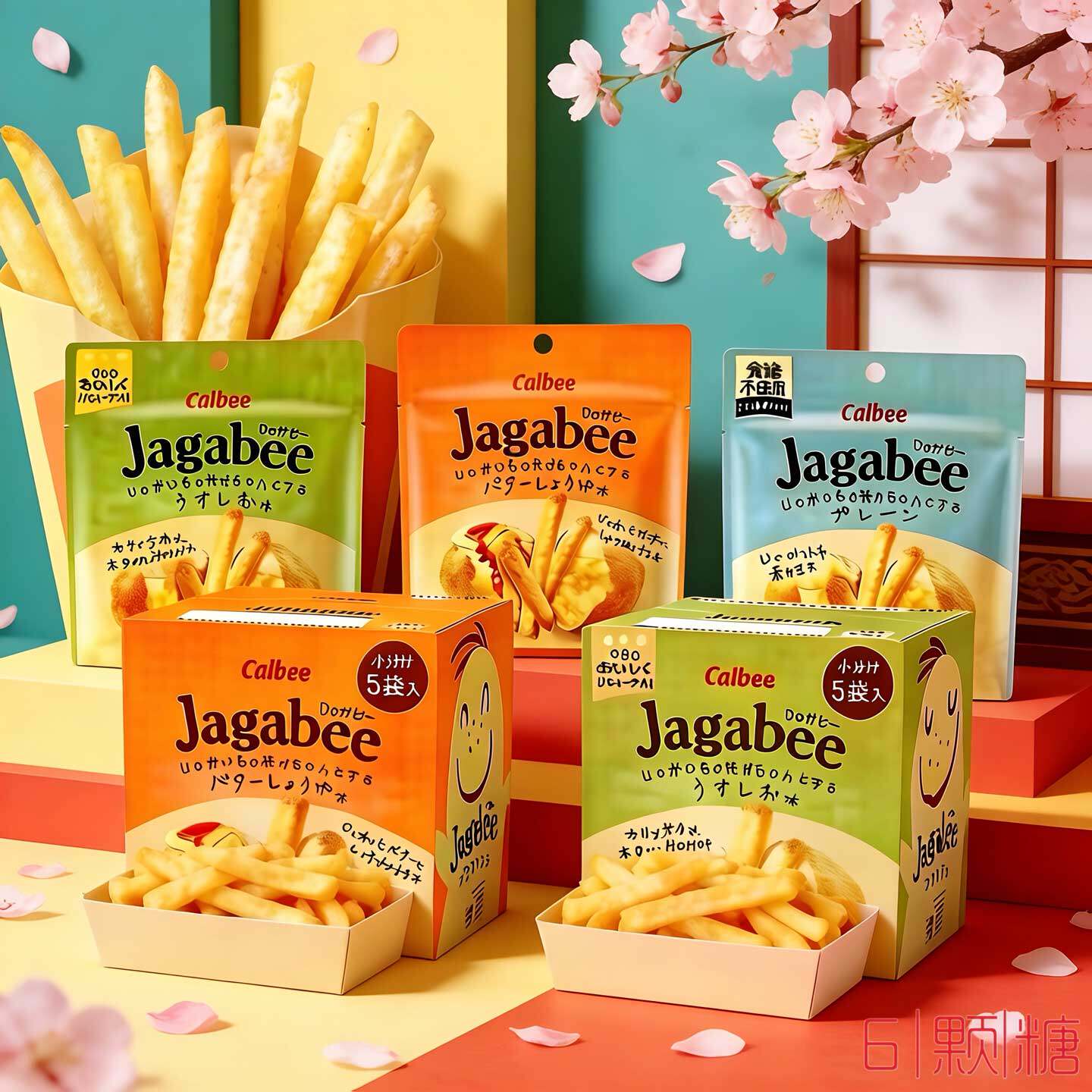 日本进口零食Calbee Jagabee卡乐比三兄弟薯条酱油淡盐味原切薯片