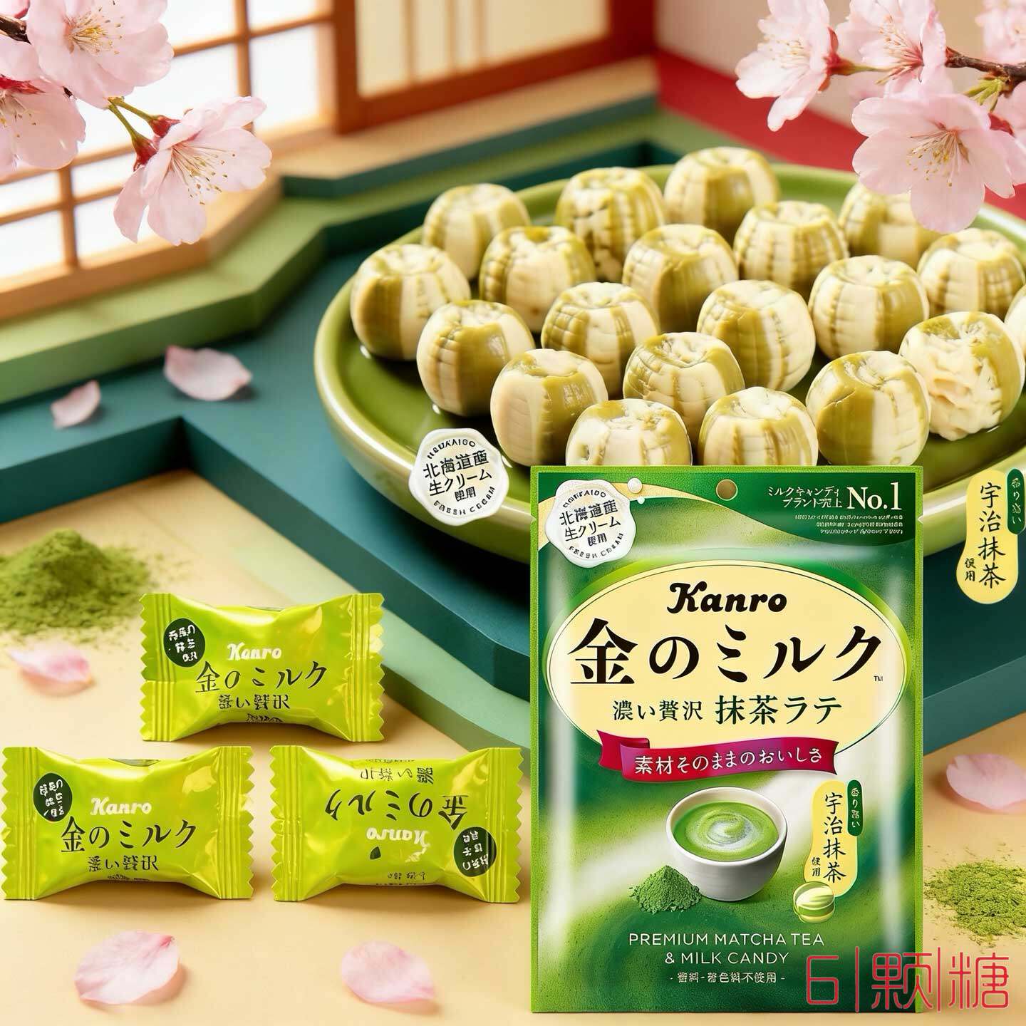 日本进口零食Kanro甘乐抹茶糖北海道特浓牛奶糖小硬糖果结婚喜糖