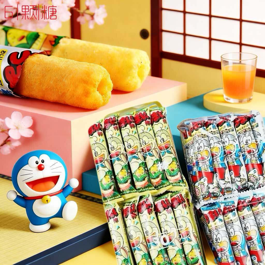 日本零食yaokin玉米棒芝士明太子粟米果谷物能量棒哆啦a梦美味棒