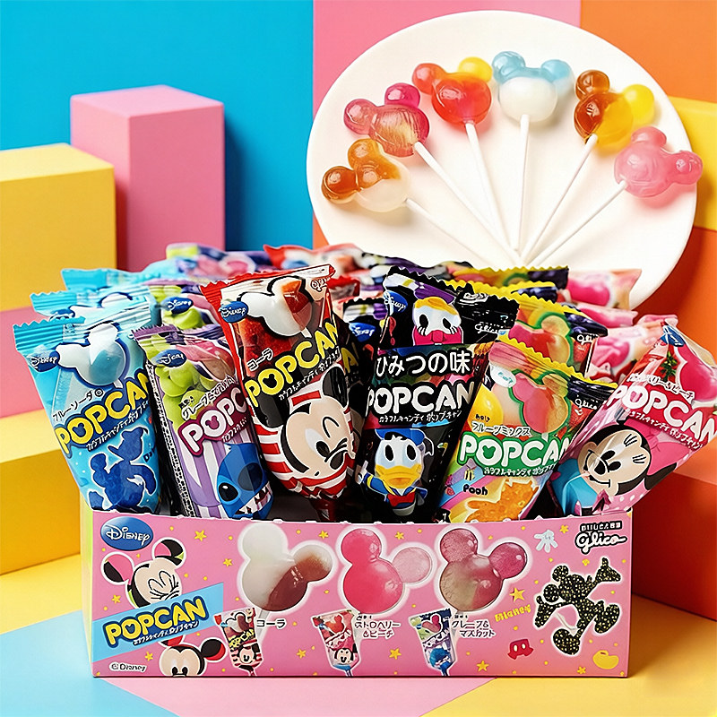 日本glico迪士尼糖果创意卡通儿童零食 格力高固力果米奇头棒棒糖