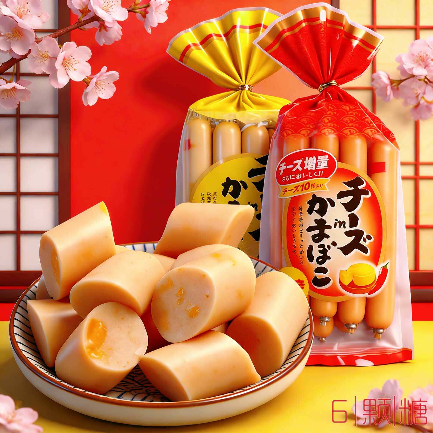 日本进口零食北海道车打爆浆芝士鳕鱼肠婴幼儿童切达奶酪鳕鱼肉肠