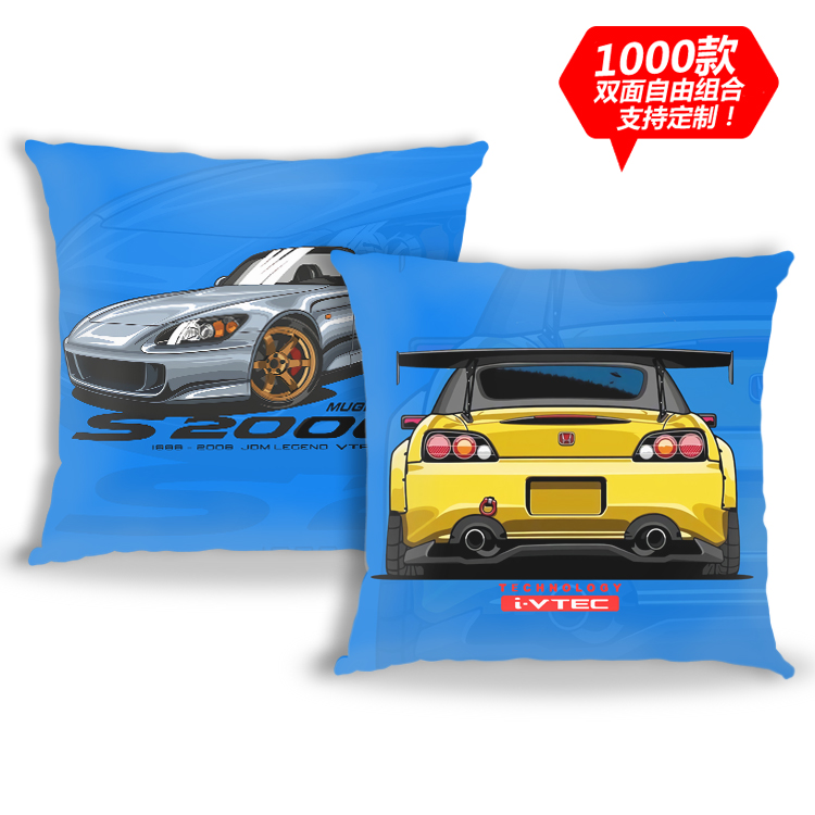 思域FK8飞度FD2翼豹GK5赛车发动机绒毛皮改装车JDM抱枕双面定制