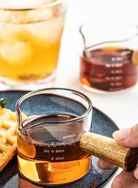 Kris咖啡 - 小奶盅玻璃杯浓缩杯木柄奶罐迷你调味酱萃取包邮
