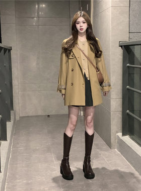 2024新款风衣外套女秋冬款中长款高级感英伦风休闲小个子大衣