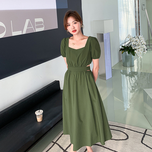 C037 752 新款 现 露腰方领系带连衣裙 2023夏季 货 K148 P95