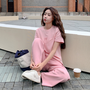 两件休闲套装 夏季 T恤 阔腿裤 689P140K209 2024新夏套装 2C087 女式