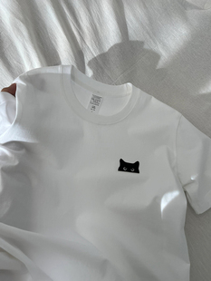 P30控48 T2902 男女同款 230g纯棉情侣中性港风创意刺绣T恤X1818