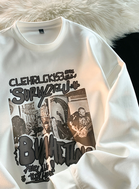 春季2025年春季日常圆领大码几何图案套头潮卫衣宽松型LP6