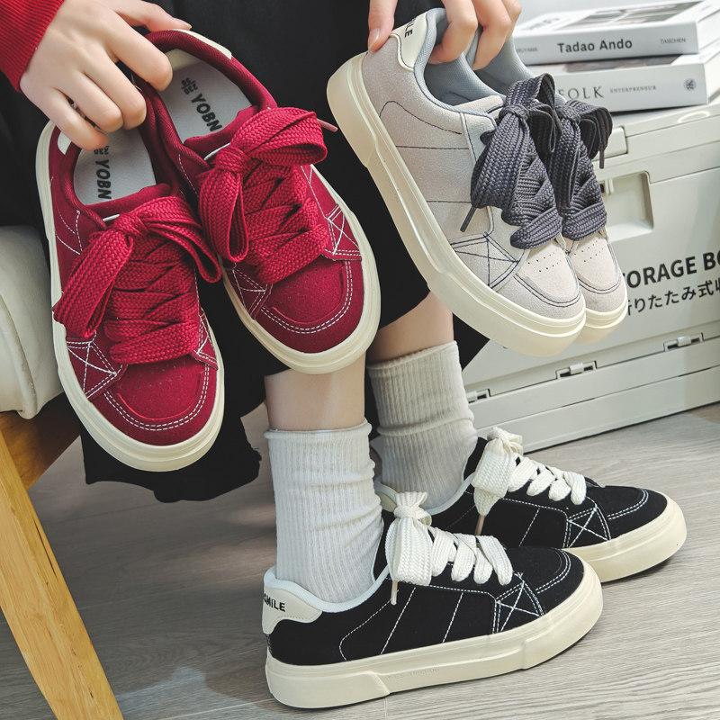 B218-2061-P60春新厚底可爱小众韩版百搭圆头平底男女休闲板鞋子,女鞋,休闲板鞋,淘宝优惠券,粉丝福利购,淘宝优惠卷