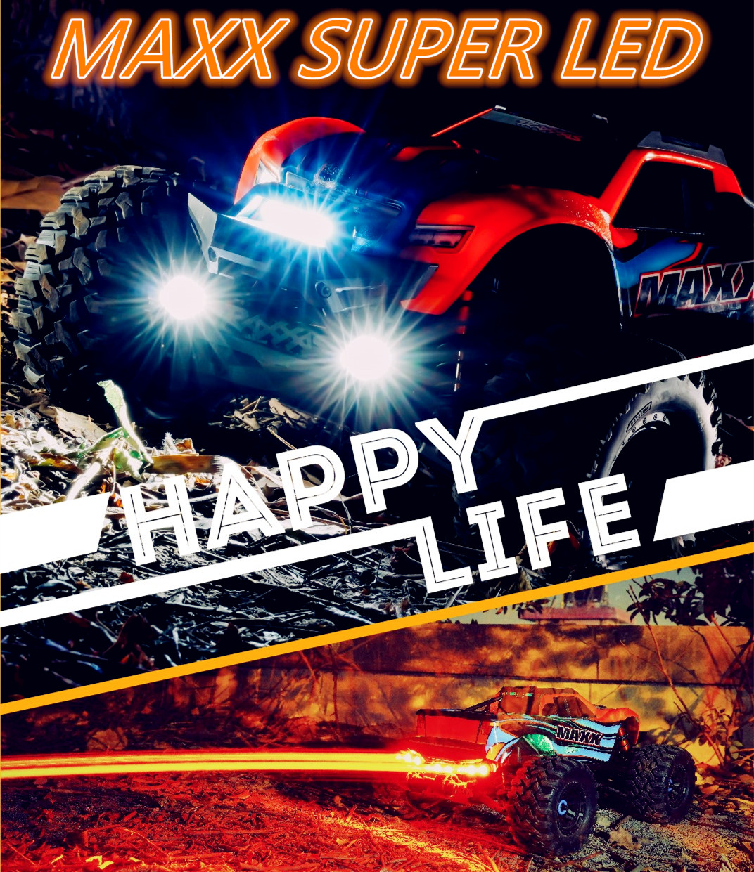 TRAXXAS 大脚车Maxx 1/10 小X LED车灯 大灯 灯光 配尼龙灯架套装